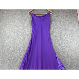 Vintage 90s Cowl Neck Slip Dress Juniors 3 Purple Maxi Length Side Slit Flowy